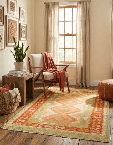 3' 2 x 5' Hand Woven Kilim Waziri Wool Rug