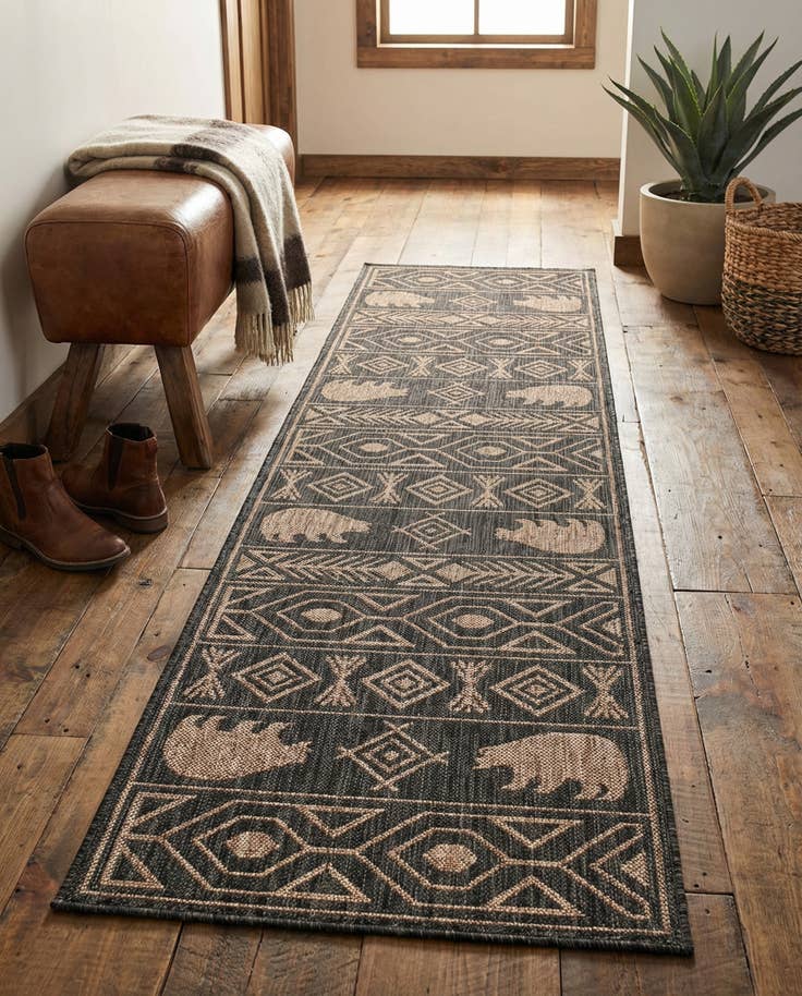 Detail image of 2' x 8' Easy-Clean Southwestern Indoor / Outdoor Runner Rug