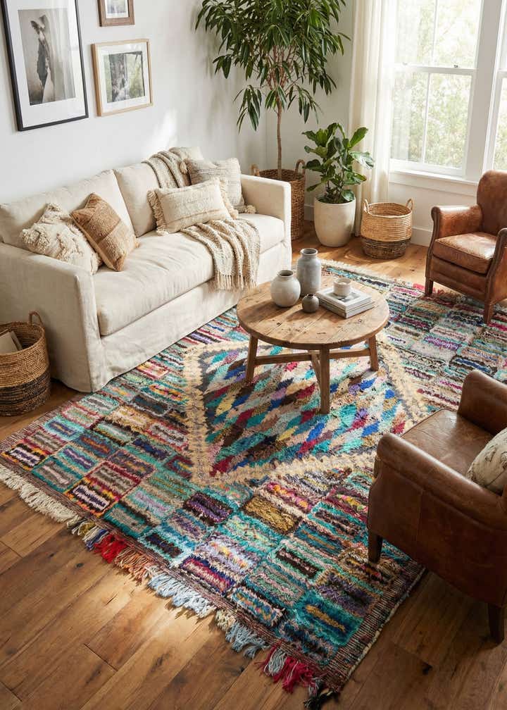 8' 2 x 10' 5 Hand Knotted Moroccan Wool Rug