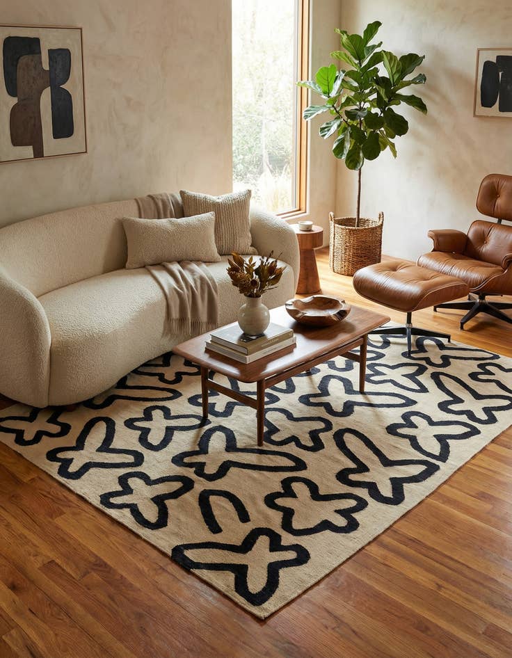 Detail image of 6' x 8'  Hand Woven Kilim Modern Wool Rug