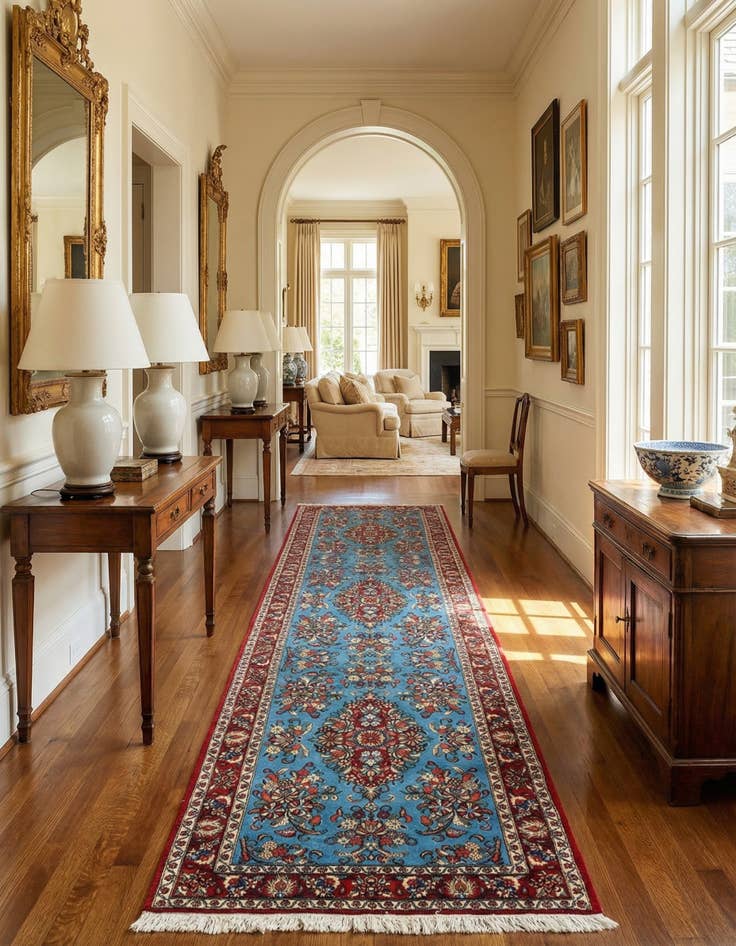 Detail image of  2' 8 x 12' 10  Hand Knotted Qom Persian Runner Rug