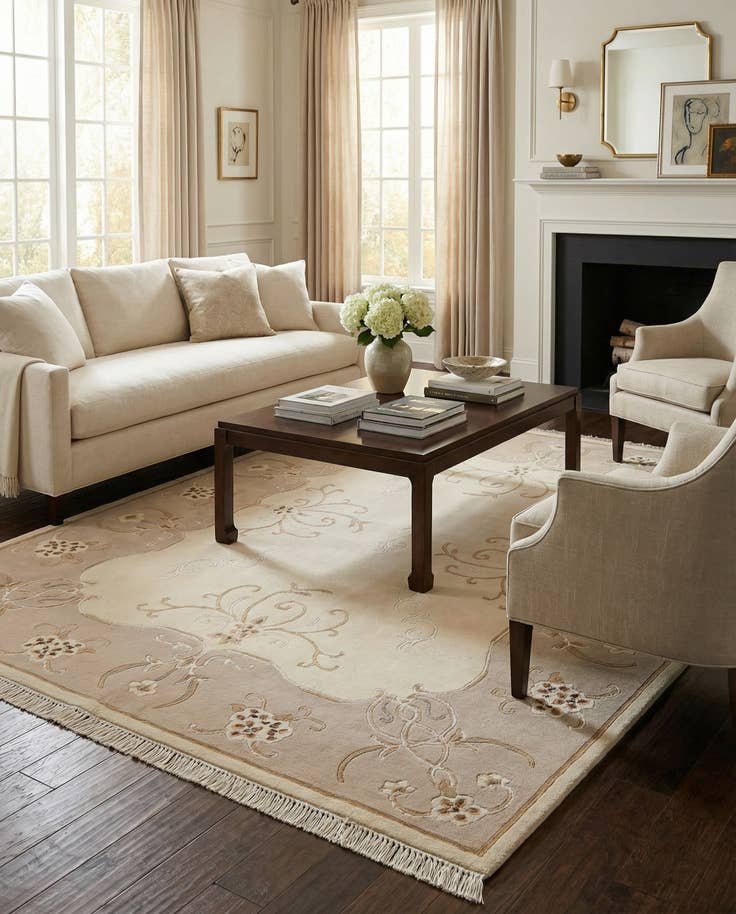 Detail image of 5' 1 x 6' 5 Hand Knotted Darya Wool Rug