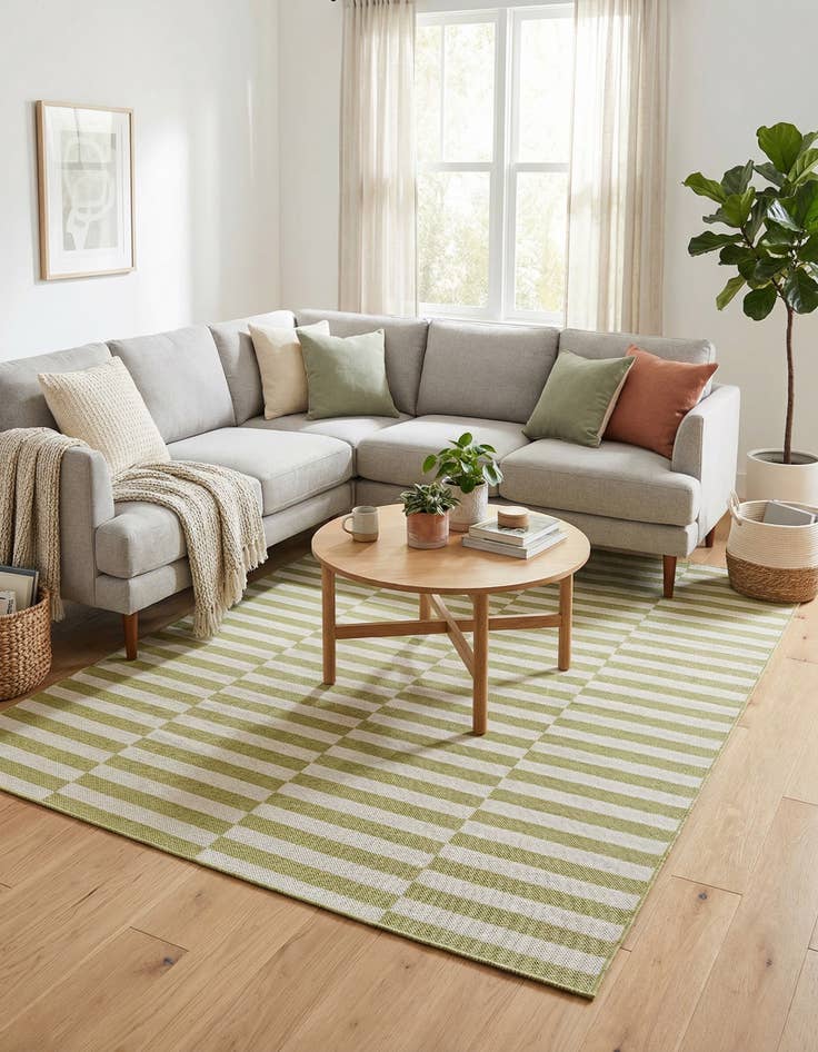 Detail image of 5' 3 x 8'  Washable Striped Indoor / Outdoor Rug