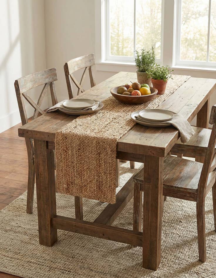 Detail image of  1' 2 x 6' 1  Hand Braided Jute Table Runner Rug