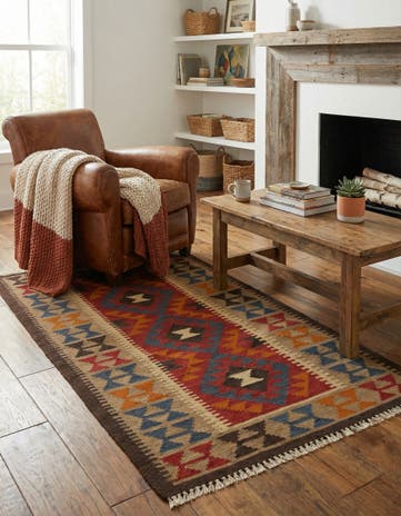 3' 4 x 6' 5 Hand Woven Kilim Maymana Wool Rug