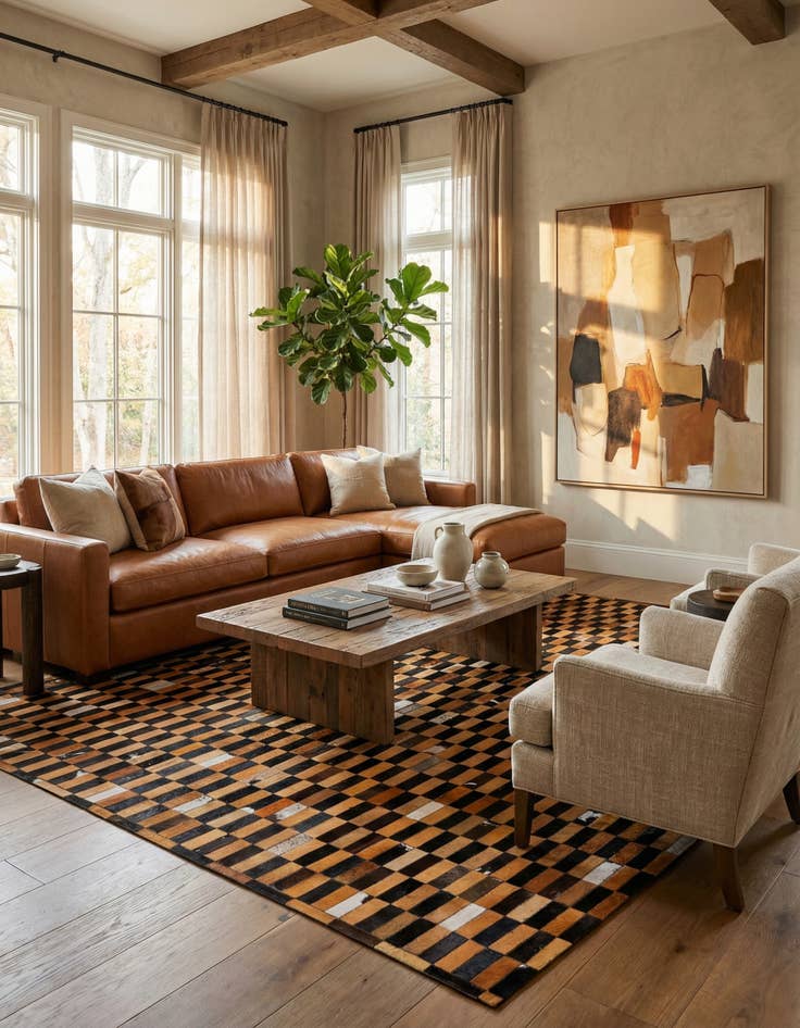 Detail image of  8' 2 x 9' 11 Cowhide - Patchwork Rug