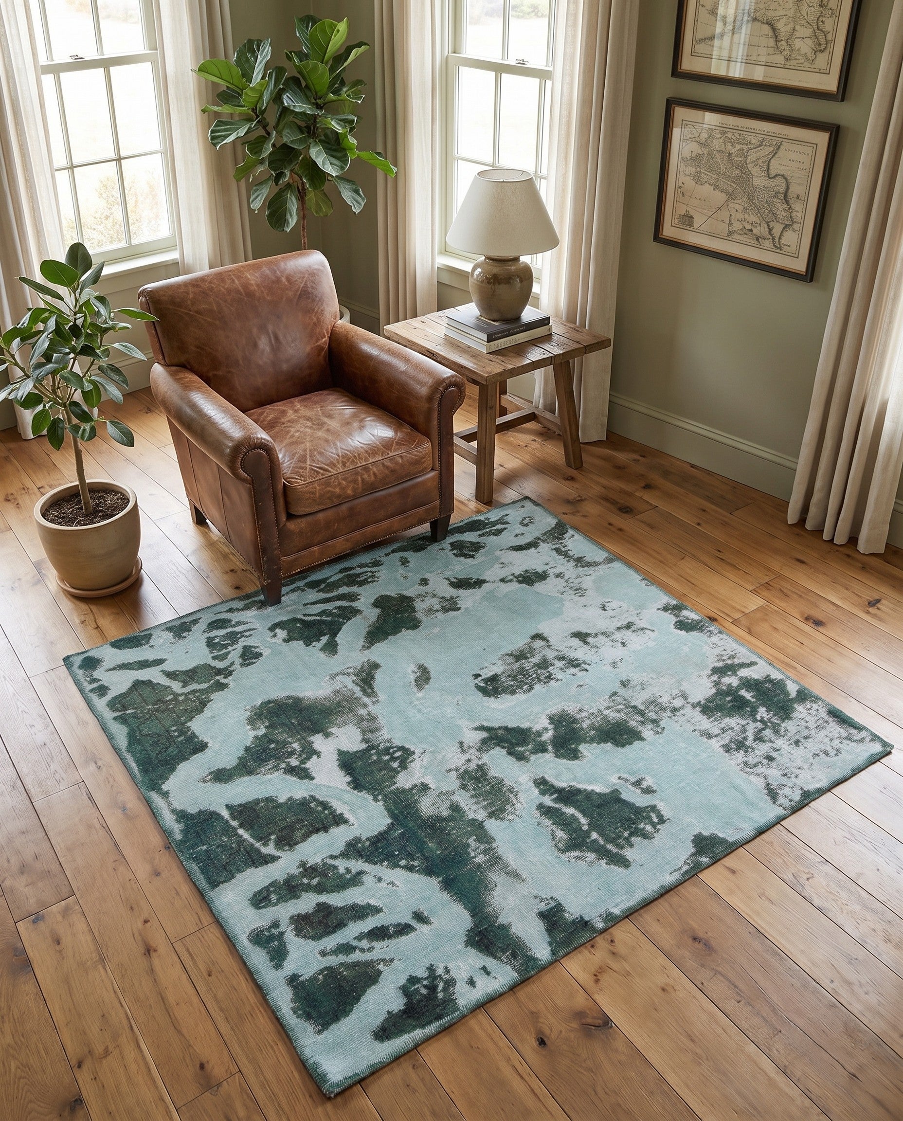 4' 5 x 5' 2 Hand Knotted Ultra Vintage Persian Wool Rug