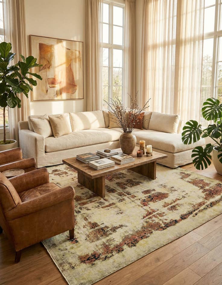 Detail image of 6' 9 x 11' 2  Hand Knotted Ultra Vintage Persian Wool Rug