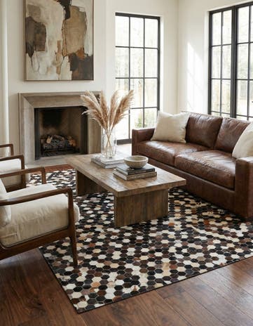 5' x 7' 10 Cowhide Leather Rug