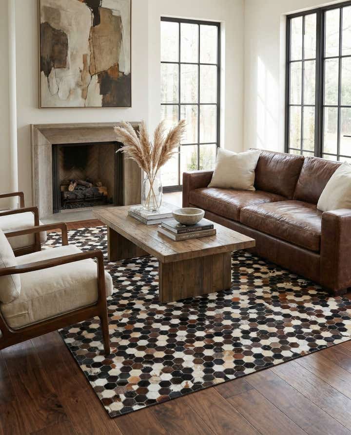 5' x 7' 10 Cowhide Leather Rug