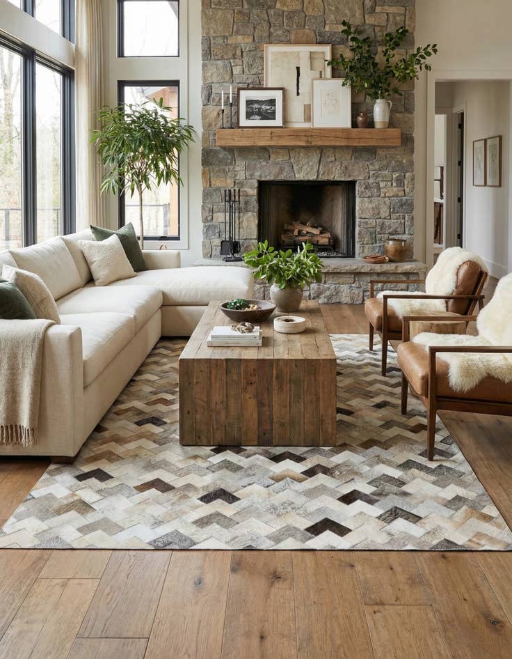 Detail image of  4' 9 x 6' 8 Cowhide Stocks Rug