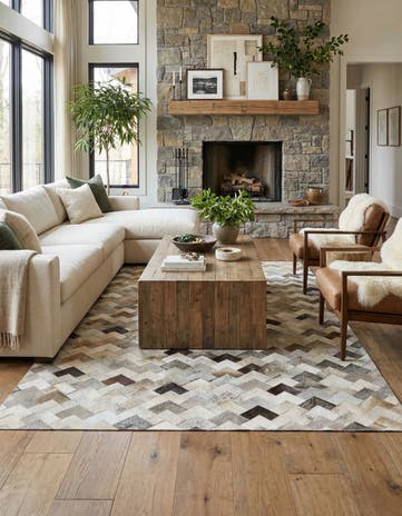 4' 9 x 6' 8 Cowhide Stocks Rug