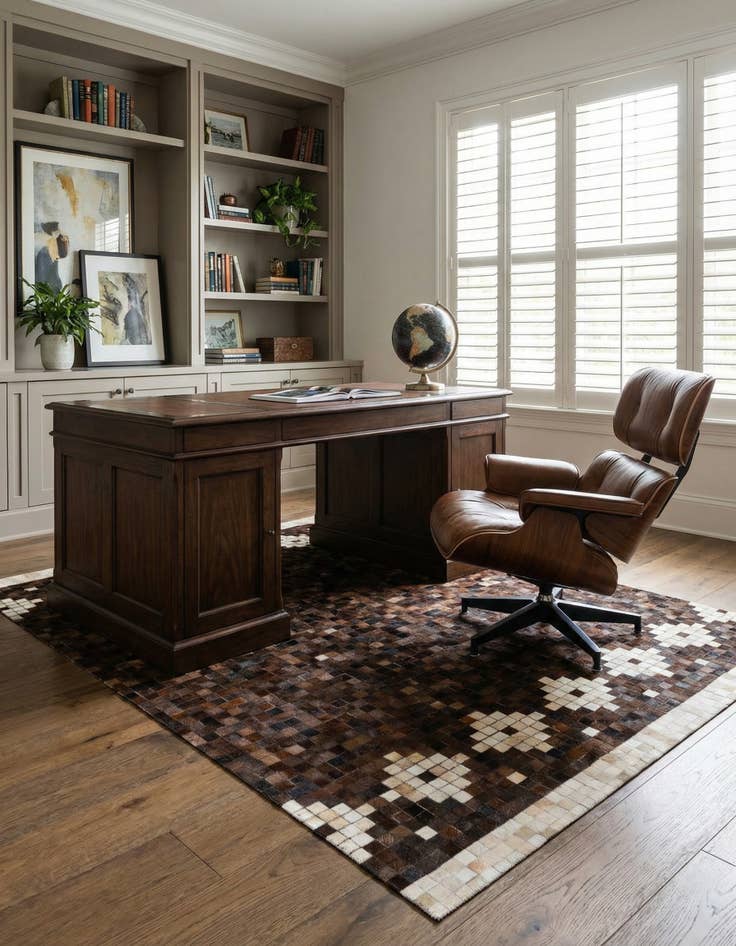 Detail image of 5' 2 x 8' Cowhide Stocks Rug