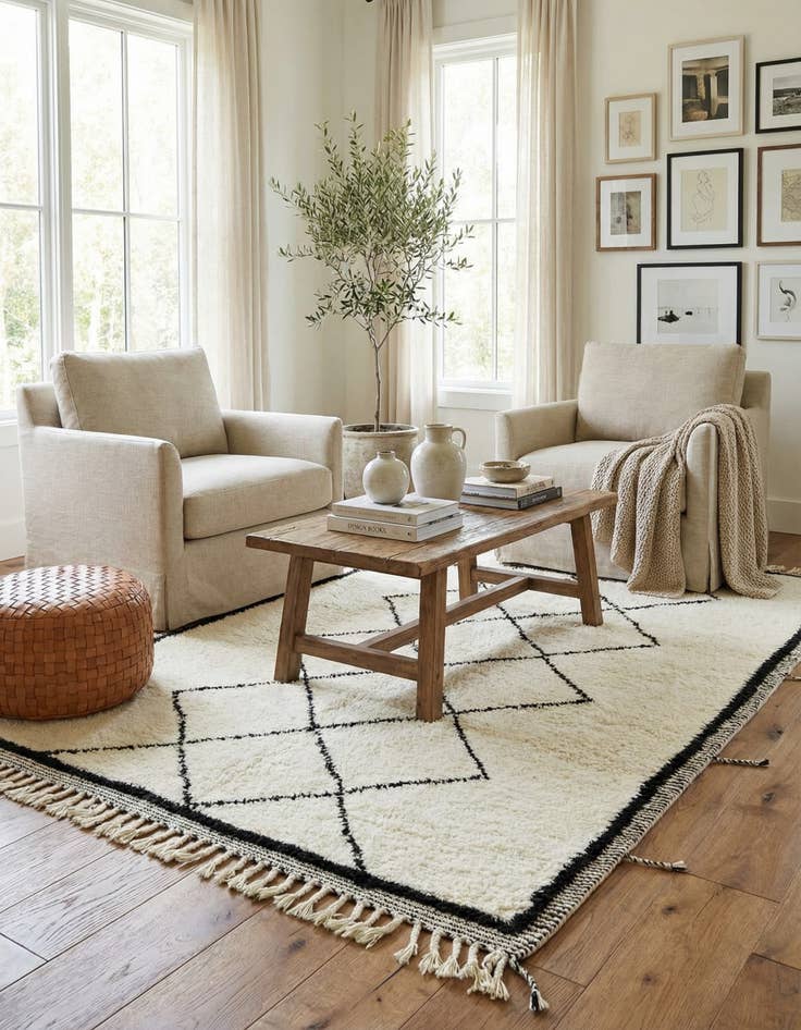 Detail image of 5' 6 x 8' 9  Hand Knotted Moroccan Wool Rug