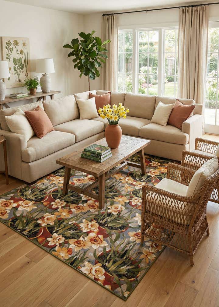 10' x 14' 2 Easy-Clean Botanical Indoor / Outdoor Rug