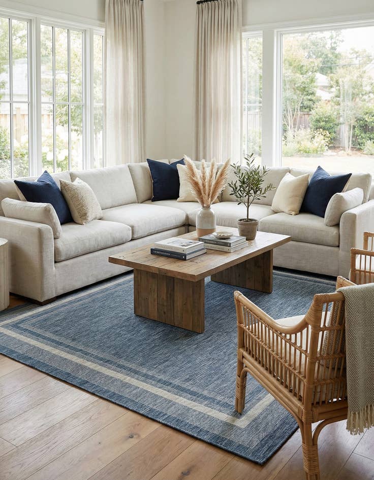 Detail image of  10' x 10'  Washable Border Indoor / Outdoor Square Rug