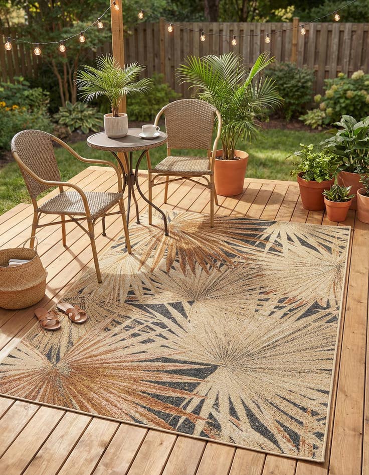 Detail image of 4' x 6' Easy-Clean Botanical Indoor / Outdoor Rug