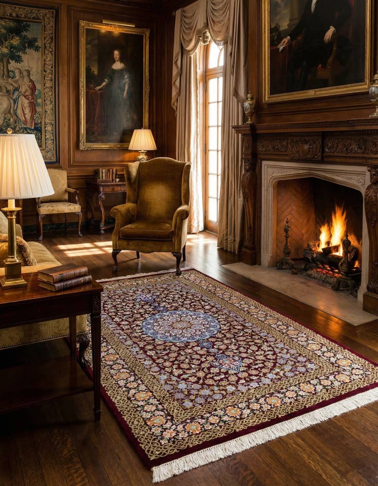 Detail image of 2' 7 x 4' 4 Ghom Silk Rug