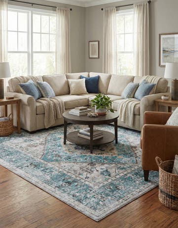 Seaglass Washable Yara Square Rug