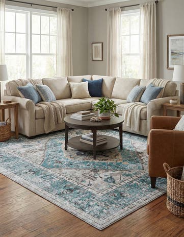 Seaglass Washable Yara Square Rug