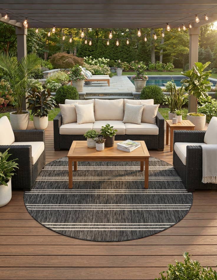 Detail image of 7' 10 x 10'  Washable Jill Zarin Anguilla Indoor / Outdoor Oval Rug