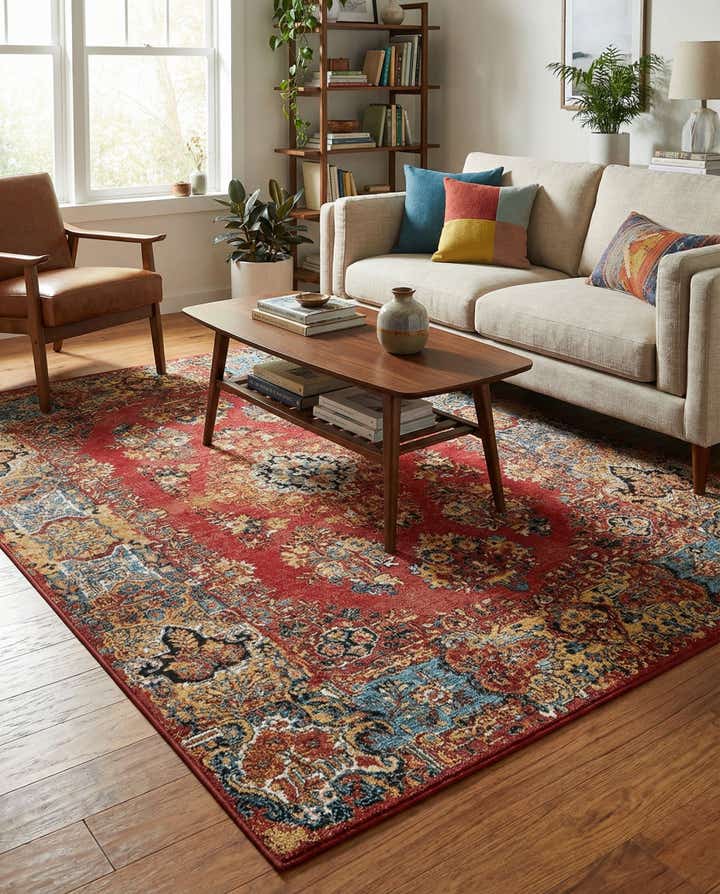 6' x 9' Easy-Clean Traditional Indoor / Outdoor Rug