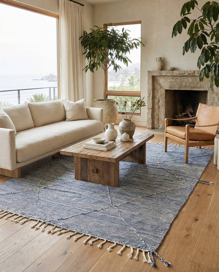 Detail image of 6' 3 x 9' 10 Hand Knotted Moroccan Wool Rug