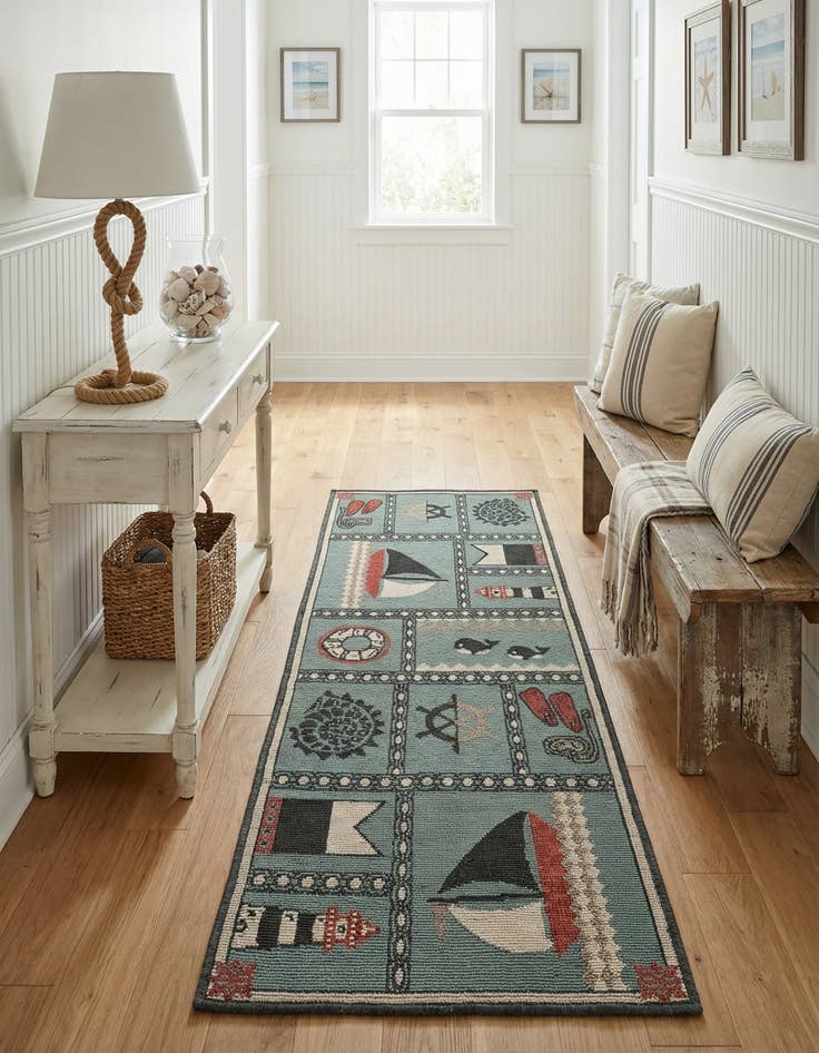 Detail image of 2' x 5'  Washable Coastal Indoor / Outdoor Runner Rug