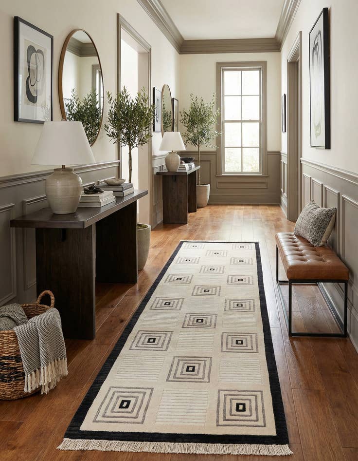 Detail image of  2' 7 x 9' 10  Hand Knotted Darya Wool Runner Rug