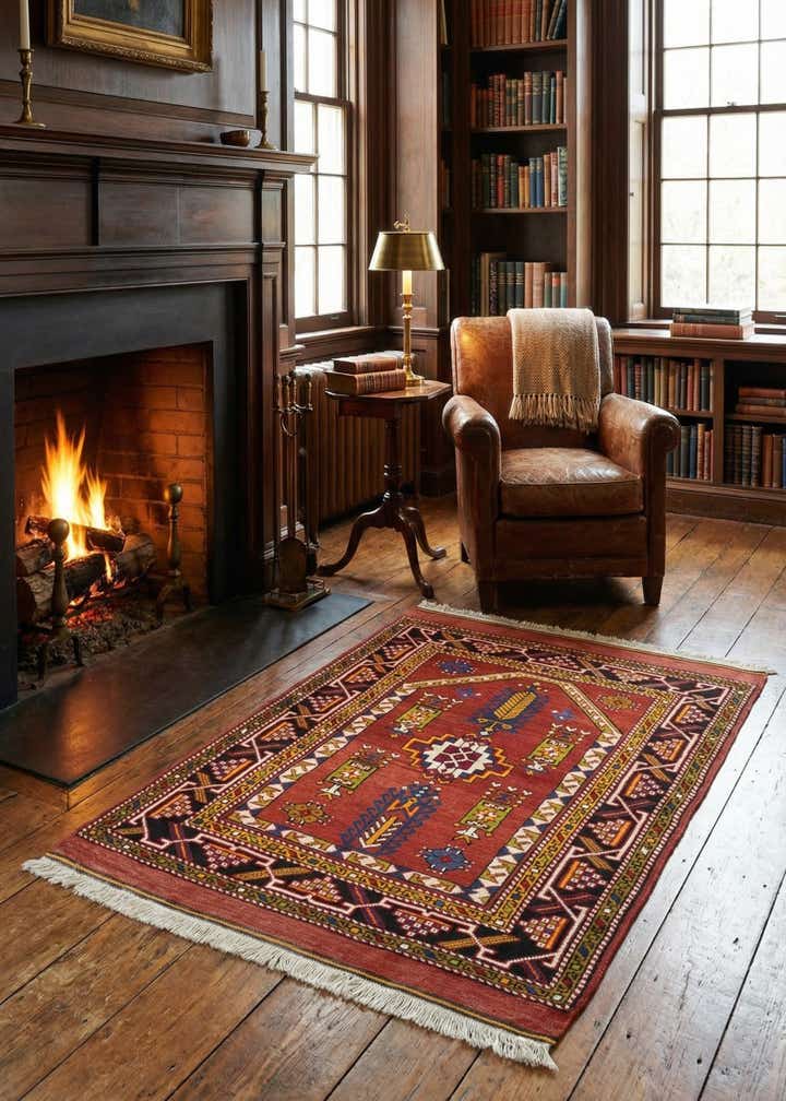 3' 7 x 5' 4 Hand Knotted Fars Oriental Wool Rug