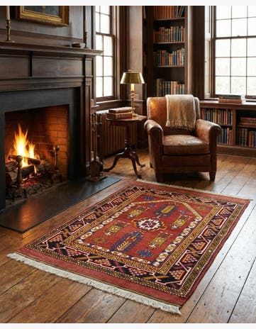 3' 7 x 5' 4 Hand Knotted Fars Oriental Wool Rug