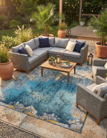 9' x 12' Easy-Clean Modern Indoor / Outdoor Rug