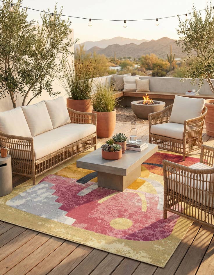 Detail image of 9' x 12'  Washable Modern Indoor / Outdoor Rug