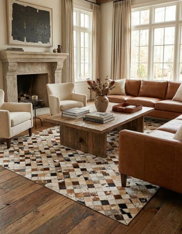 5' x 8' 1 Cowhide Leather Rug