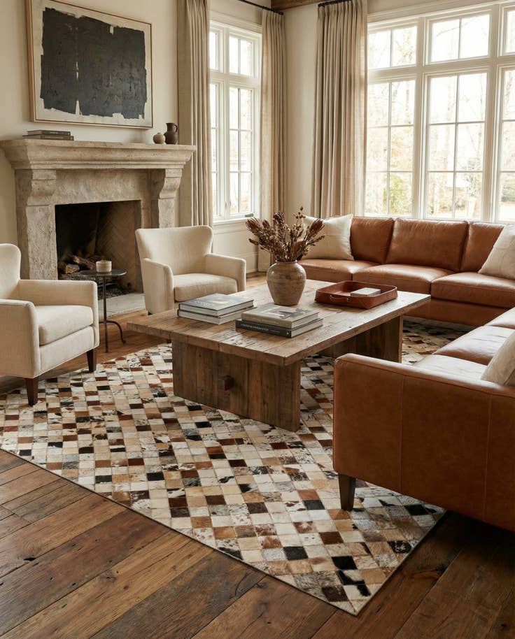 Detail image of 5' x 8' 1 Cowhide Leather Rug