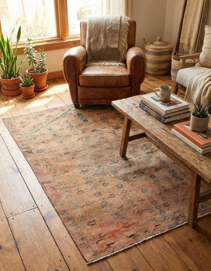 Detail image of 3' 1 x 4' 9  Hand Knotted Ultra Vintage Persian Wool Rug