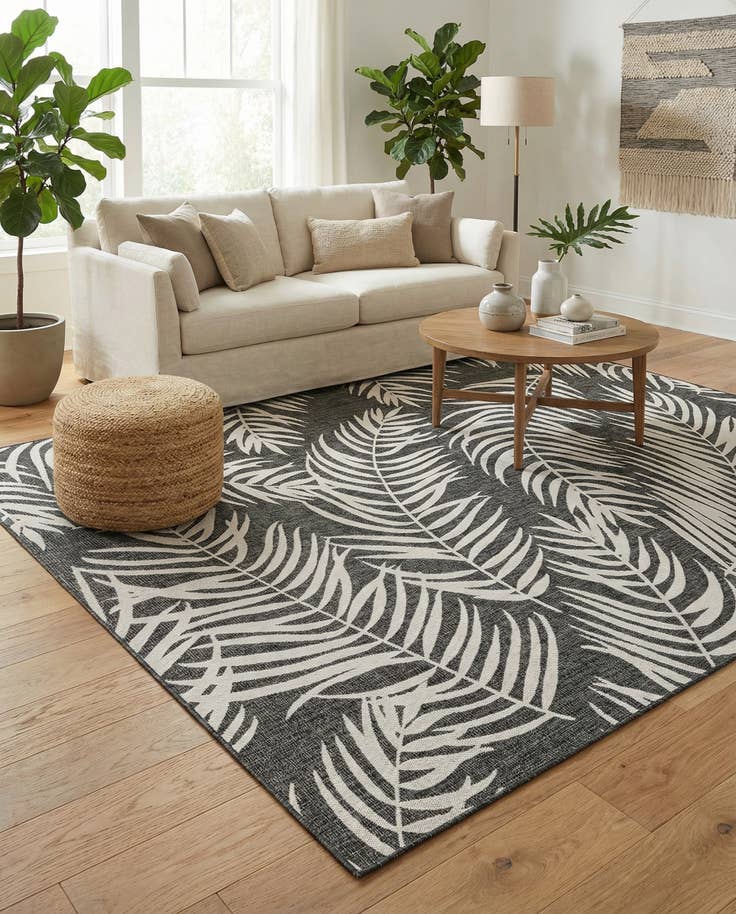 Detail image of 9' x 12' Easy-Clean Botanical Indoor / Outdoor Rug