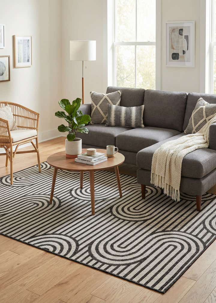 5' 3 x 8' Easy-Clean Modern Indoor / Outdoor Rug