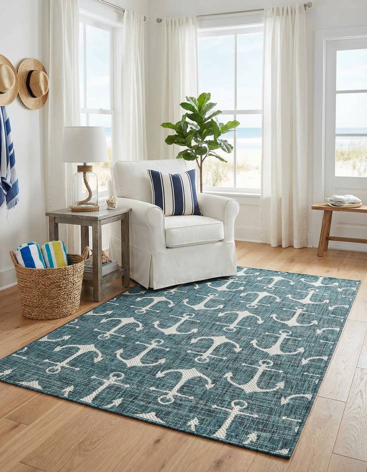 Detail image of 3' x 5' 3  Washable Coastal Indoor / Outdoor Rug