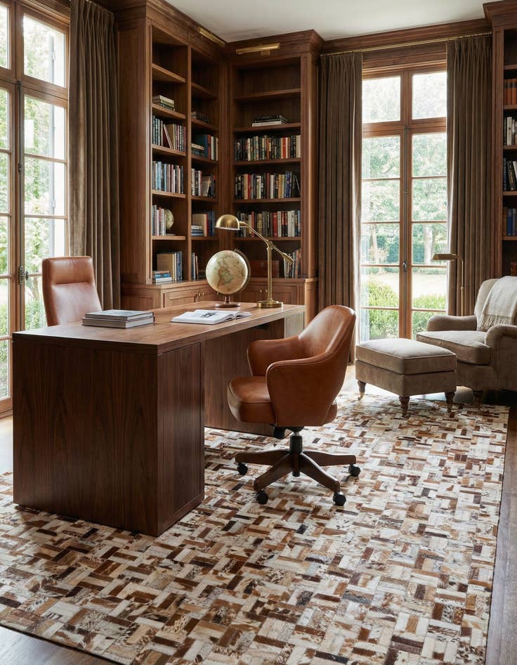 Detail image of 4' 10 x 7' 9 Cowhide Leather Rug