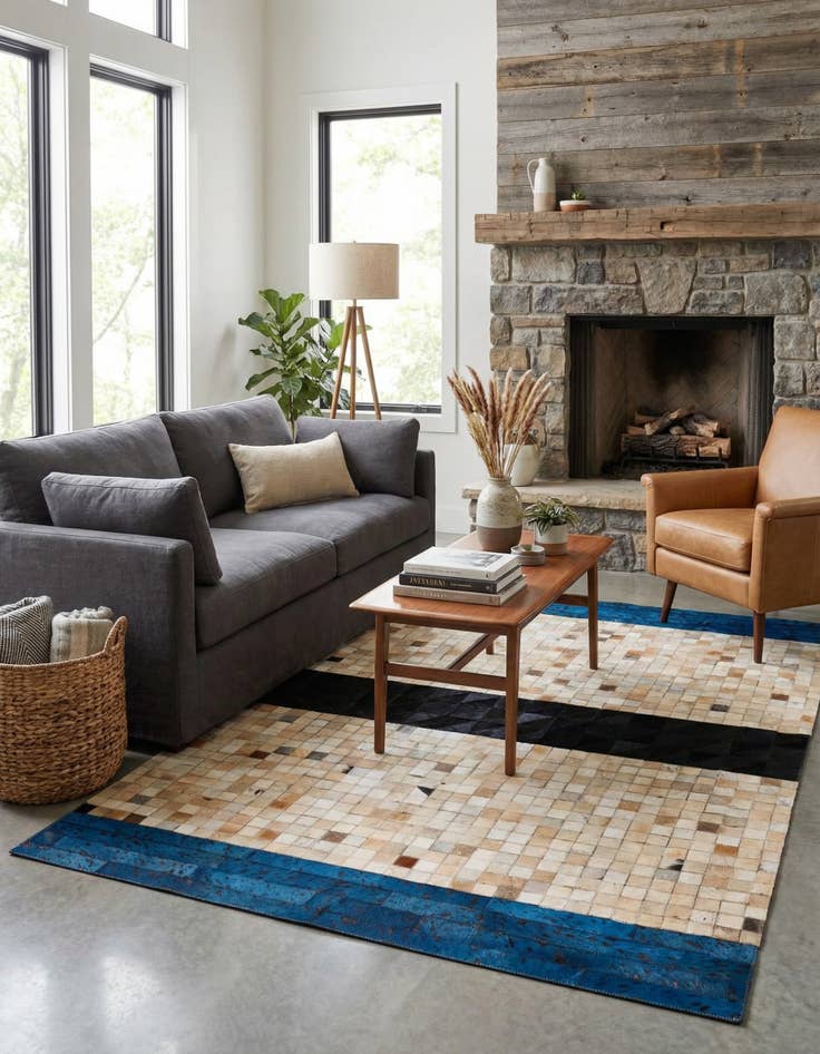 Detail image of  4' 3 x 6' 2 Cowhide - Patchwork Rug