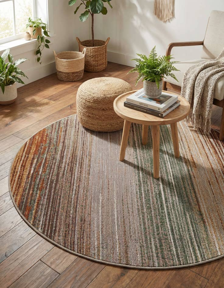 Detail image of  4' x 4'  Washable Modern Indoor / Outdoor Round Rug