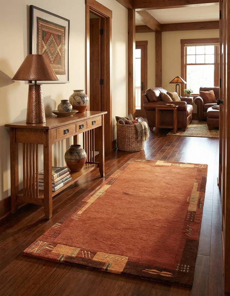 Detail image of 2' 4 x 4' 7  Hand Knotted Nepal Wool Runner Rug