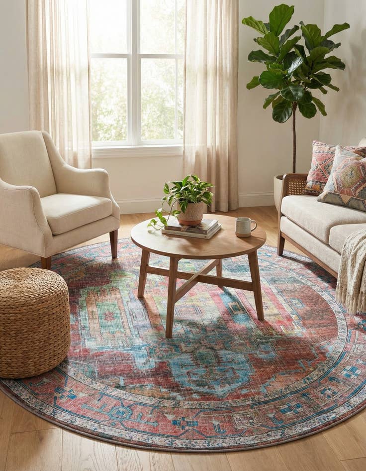 Detail image of  10' 6 x 10' 6  Washable Maahru Round Rug