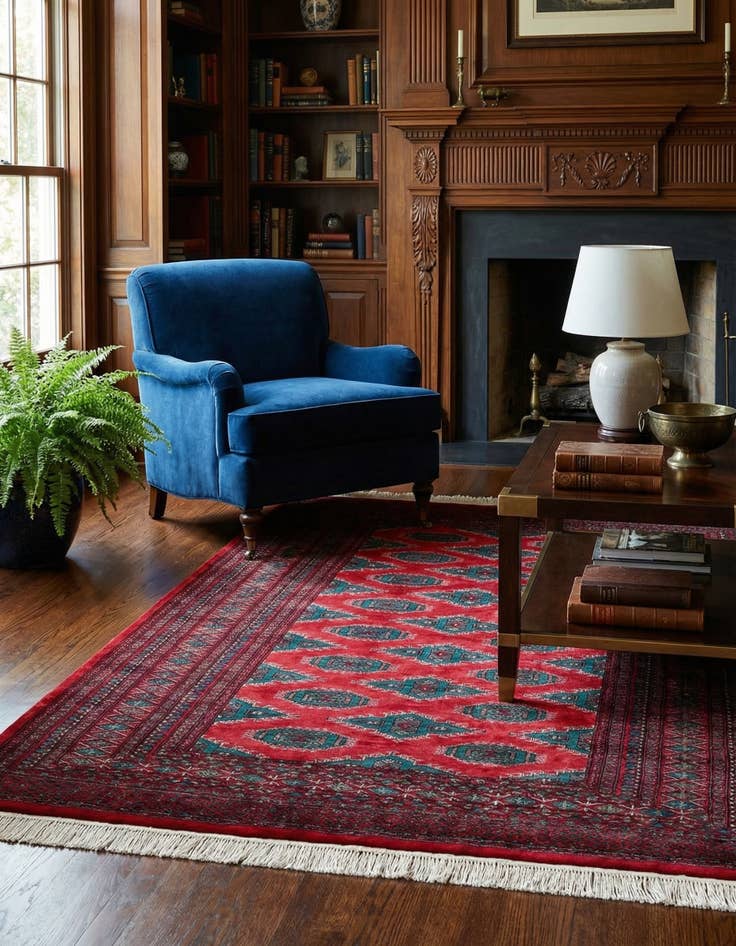 Detail image of 4' 1 x 6' 1  Hand Knotted Bokhara Wool Rug