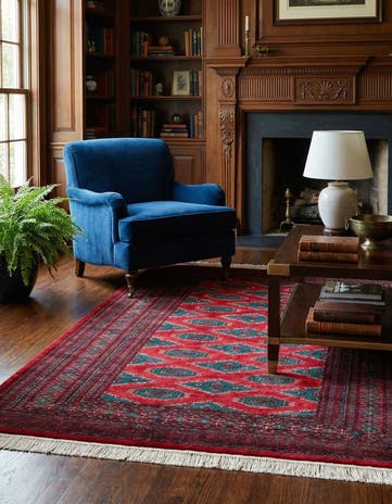 4' 1 x 6' 1 Hand Knotted Bokhara Wool Rug