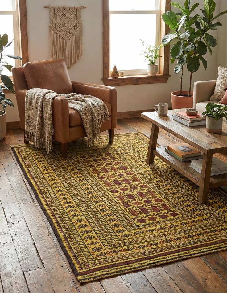 Detail image of  4' x 6' 6  Hand Woven Kilim Afghan Wool Rug