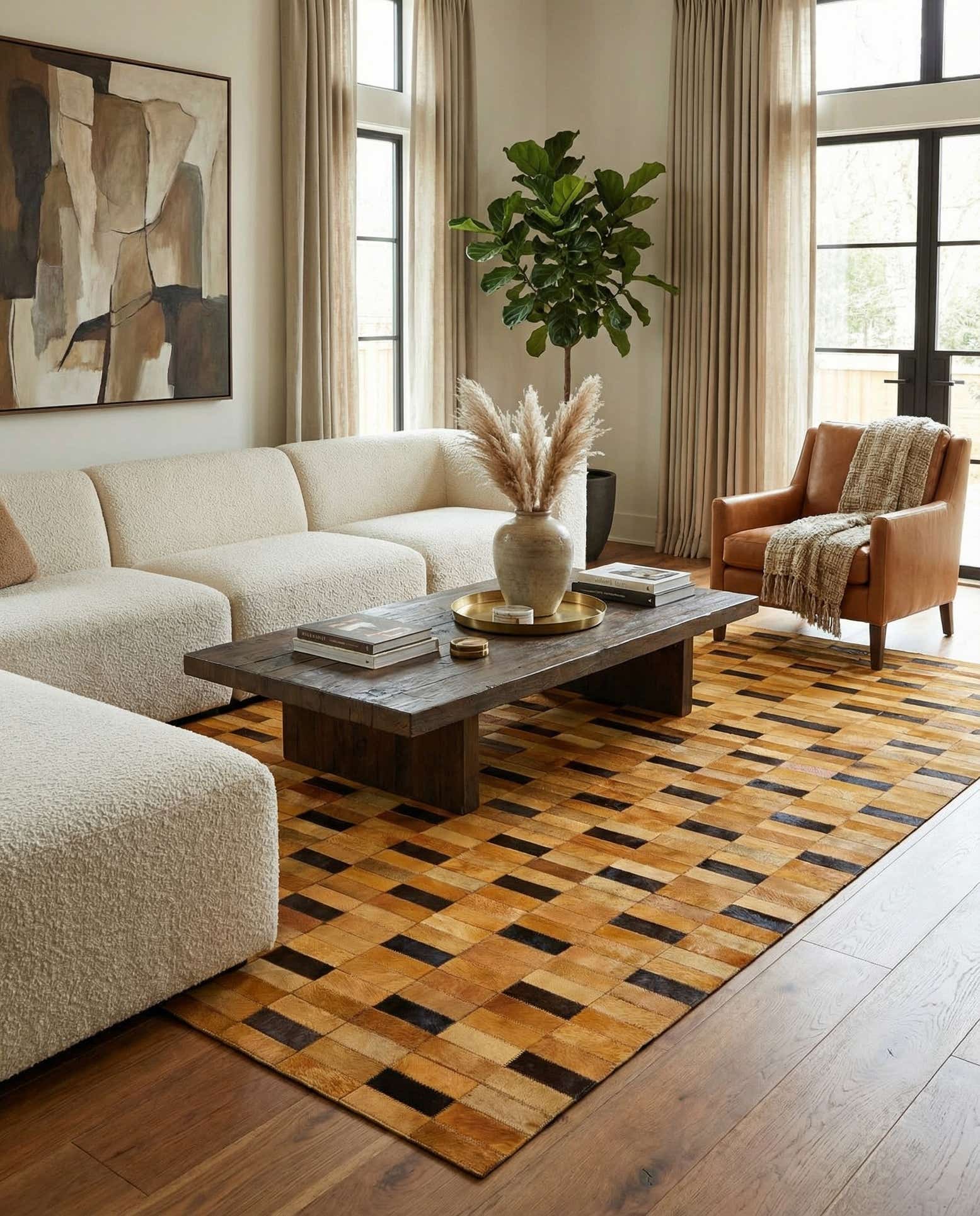 5' 1 x 8' Cowhide - Patchwork Rug