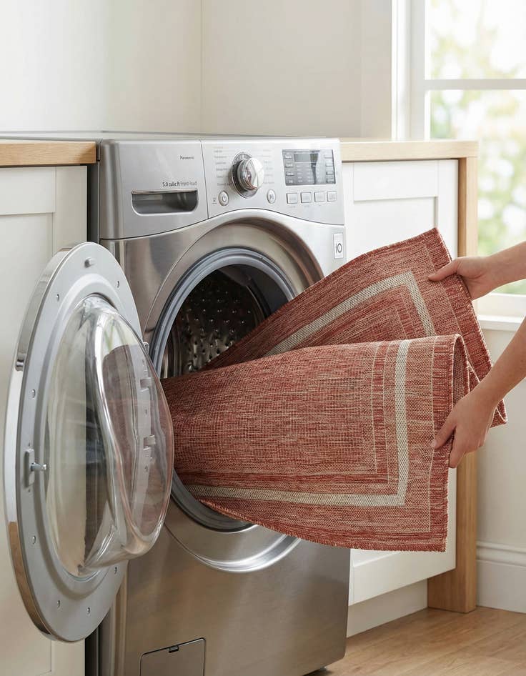 Detail image of 5' 3 x 8'  Washable Border Indoor / Outdoor Rug