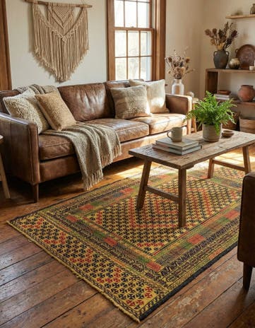 3' 5 x 5' 9 Hand Woven Kilim Afghan Wool Rug